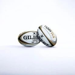 Ballon De Rugby Taille 5 - Gilbert Top 14 Blanc Doré