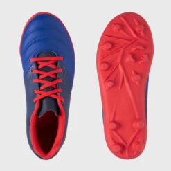 Chaussures De Rugby Moulées Terrain Sec Enfant - SKILL 100 FG Bleu Rouge -Magasin De Sport De Rugby chaussures de rugby moulees terrain sec enfant skill 100 fg bleu rouge 3