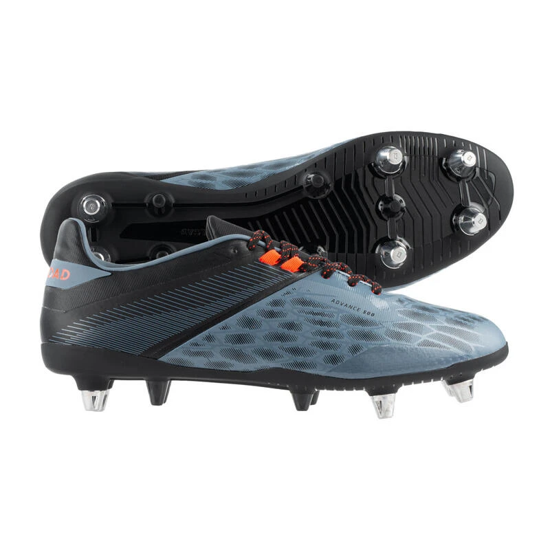 Chaussures De Rugby Terrain Gras Homme - ADVANCE R500 SG HYBRID Gris Orange 3 Chaussures De Rugby Terrain Gras Homme - ADVANCE R500 SG HYBRID Gris Orange – Image 3