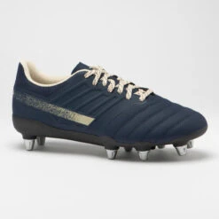 Chaussures De Rugby Vissées Homme - IMPACT R500 SG8 Bleu Marine Beige