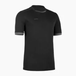 Maillot Manches Courtes De Rugby Homme - R100 Noir Gris