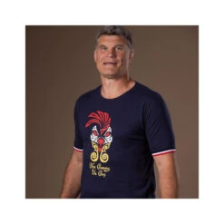 Tee-shirt Manches Courtes De Rugby Homme Tribal French Rooster Marine